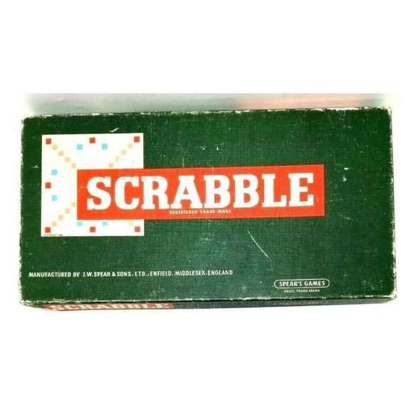 Vintage Scrabble J.W. Spear Edition Board Game, Enfield, Middlesex, England (Z6)